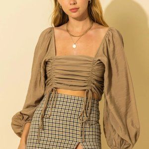 HYFVE Cropped Bishop Sleeve Top